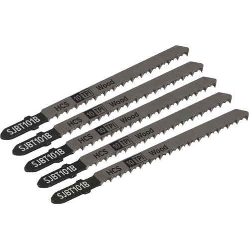 Loops 5 PACK - 100mm HARDWOOD Jigsaw Blade Set - 10 TPI - Ground Taper Precision Cut