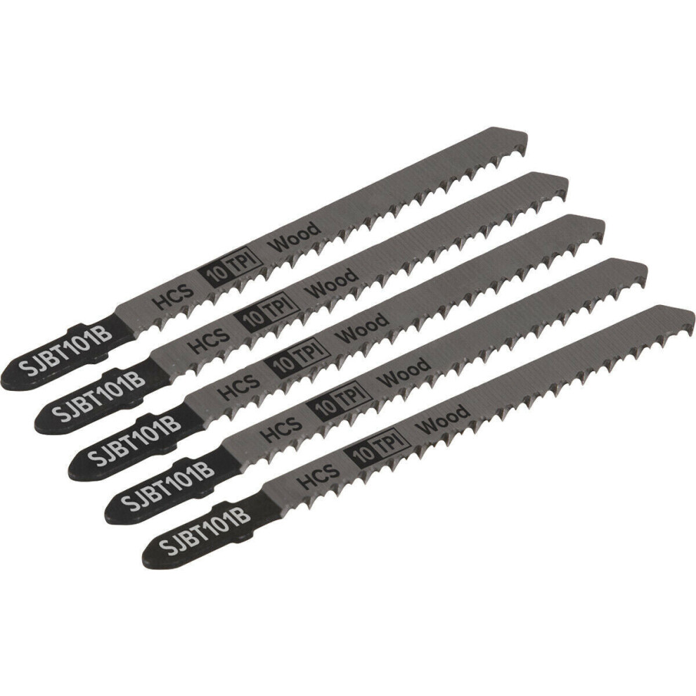 5 PACK - 100mm HARDWOOD Jigsaw Blade Set - 10 TPI - Ground Taper Precision Cut