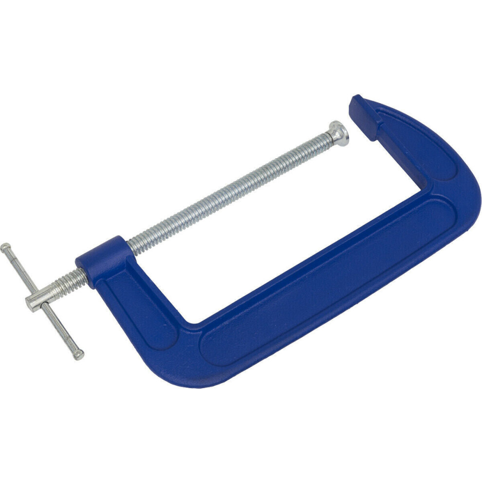 Loops 200Mm Heavy Duty Forged G-Clamp - 25Mm Throat - Threaded Screw Clamp Swivel Tip