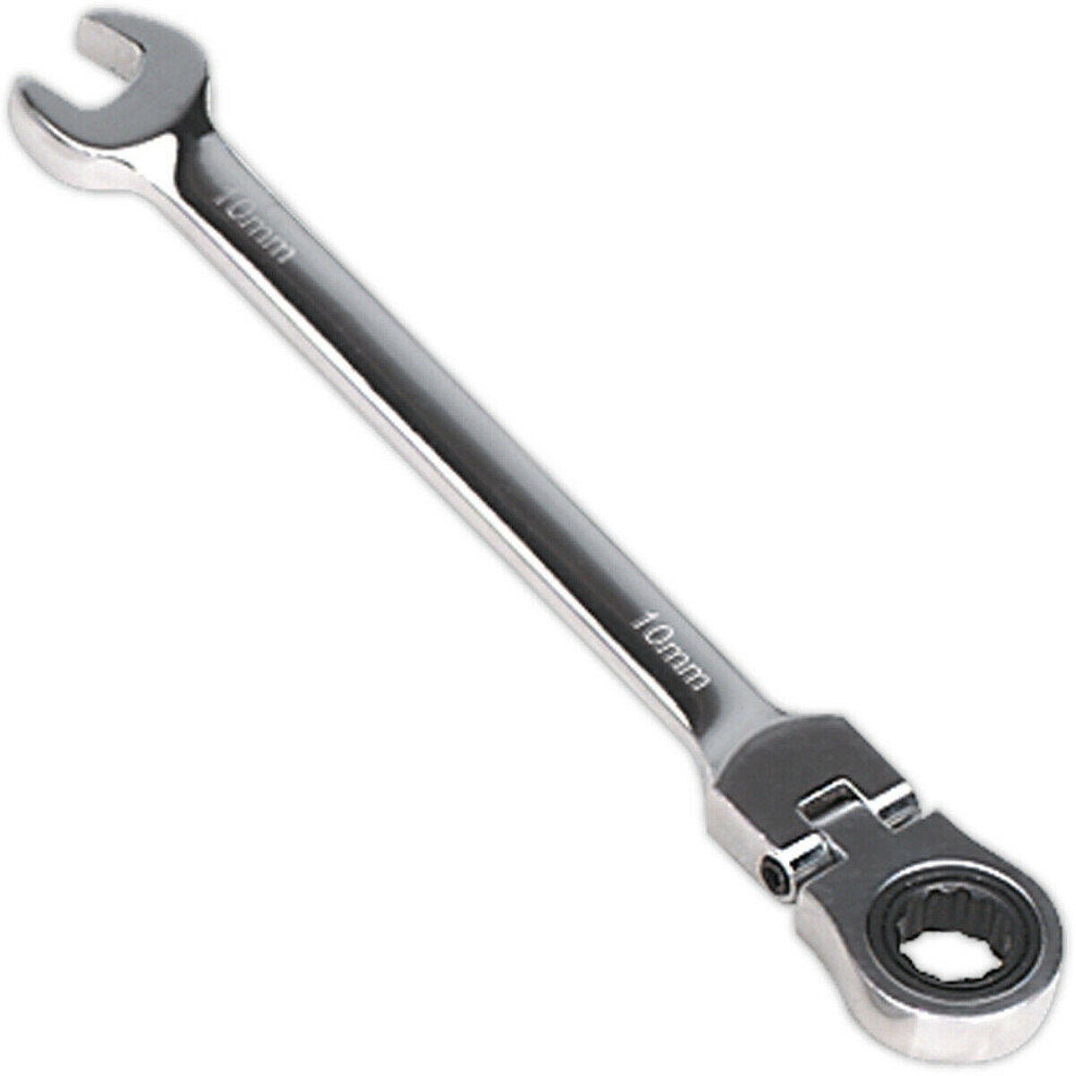 10mm Flexible Ratchet Combination Spanner - Flexible Ring Head - Chrome Vanadium