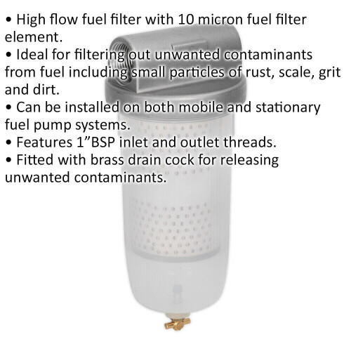 Loops High Flow Transfer Pump Filter - 10 Micron Fuel Filter - 1" BSP Inlet & Outlet 1