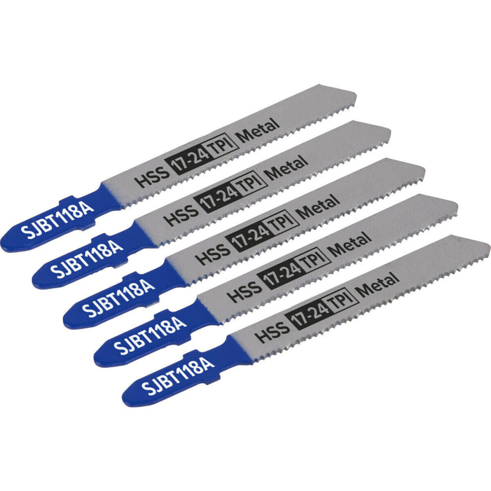 5 PACK - 92mm METAL Jigsaw Blade Set - 17 / 24 TPI - Milled & Wavy Teeth Fine