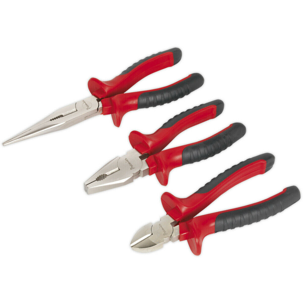 3 Piece Pliers Set - Drop Forged Steel - Anti-Slip Guard Handles - Dual Material
