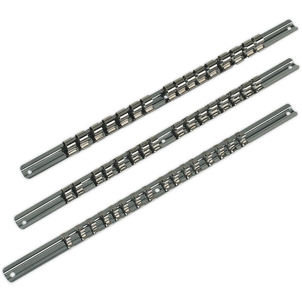 Loops 3 Pack - 1/2" 3/8" & 1/2" Square Drive Bit Holder - Retaining Rail Bar Storage