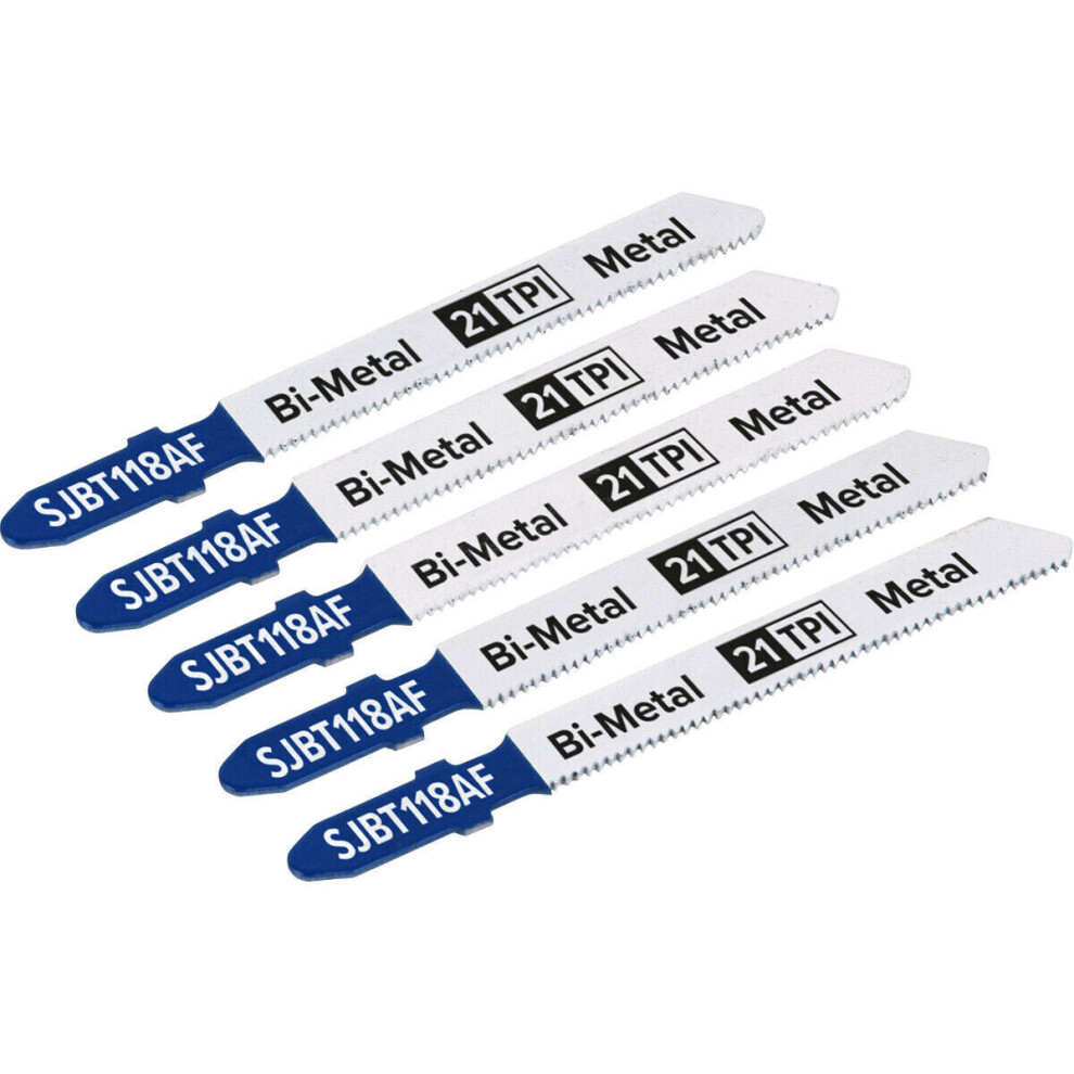 5 Pack - 75Mm Metal Jigsaw Blade Set - 21 Tpi Milled & Wavy Teeth Precision Cut 5056581919144