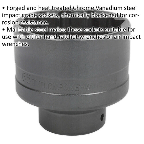 Loops 65mm 12 Point Impact Socket Bit - 3/4" Square Drive - For Ford Transit Hub Nuts 1
