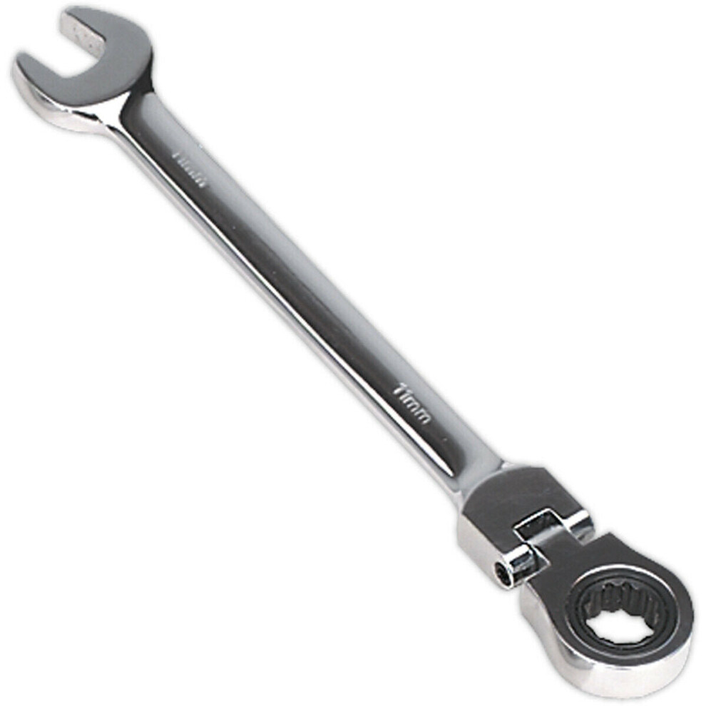 11mm Flexible Ratchet Combination Spanner - Flexible Ring Head - Chrome Vanadium