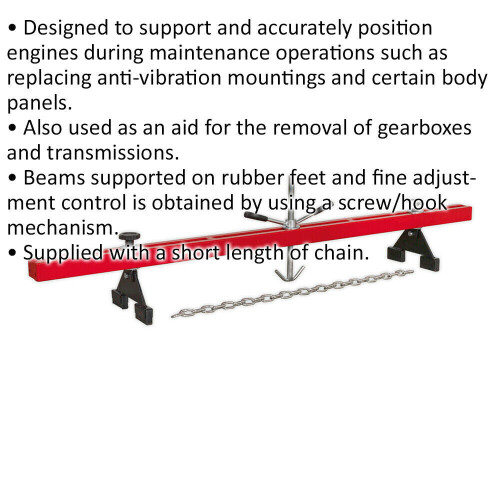 Loops 300kg Engine Support Beam - Rubber Feet - 585 to 1580mm Width - Gearbox Removal 1