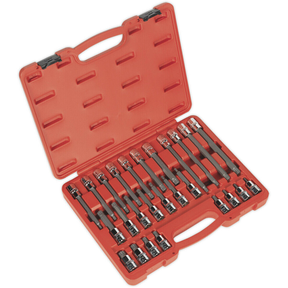 26pc Short & Long Spline Star Socket Bit Set - 1/2" Square Drive Mechanics Case