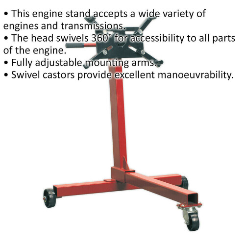 Loops 350kg Rotating Engine Stand - Fully Adjustable Mounting Arms - Swivel Castors 1