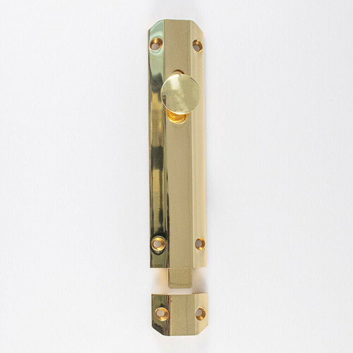 Loops Surface Mounted Flat Sliding Door Bolt Lock 152 x 35mm Polished Brass 1