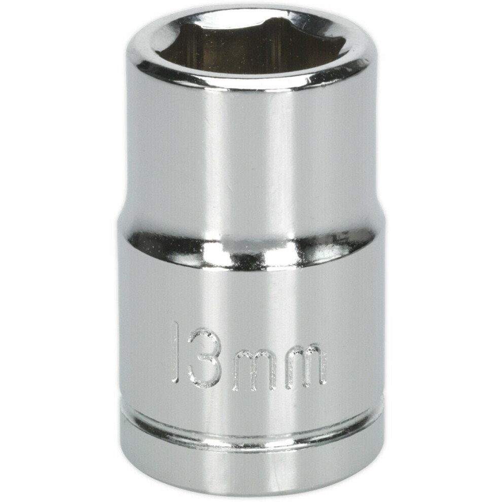 Loops 13Mm Chrome Plated Drive Socket - 1/2" Square Drive - High Grade Carbon Steel