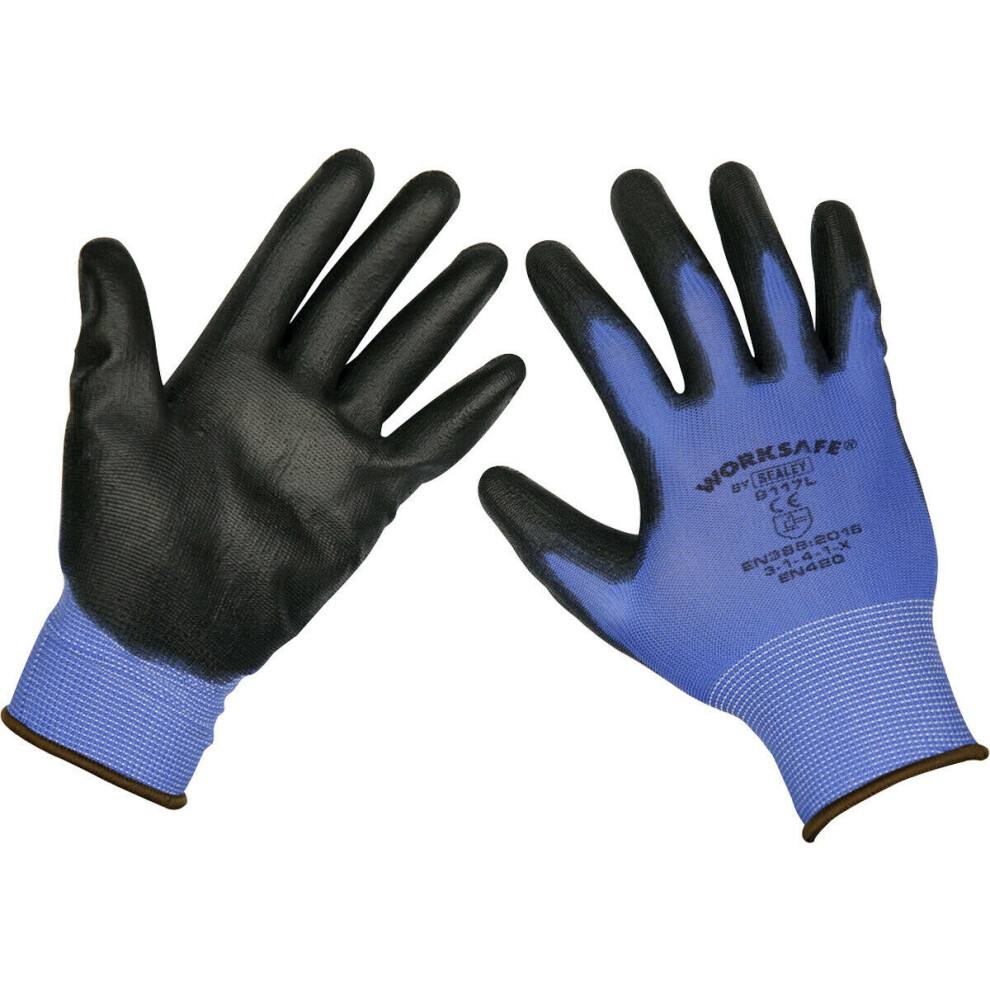 12 Pairs - Large Lightweight Precision Grip Gloves - Elasticated Wrist 5056524236680