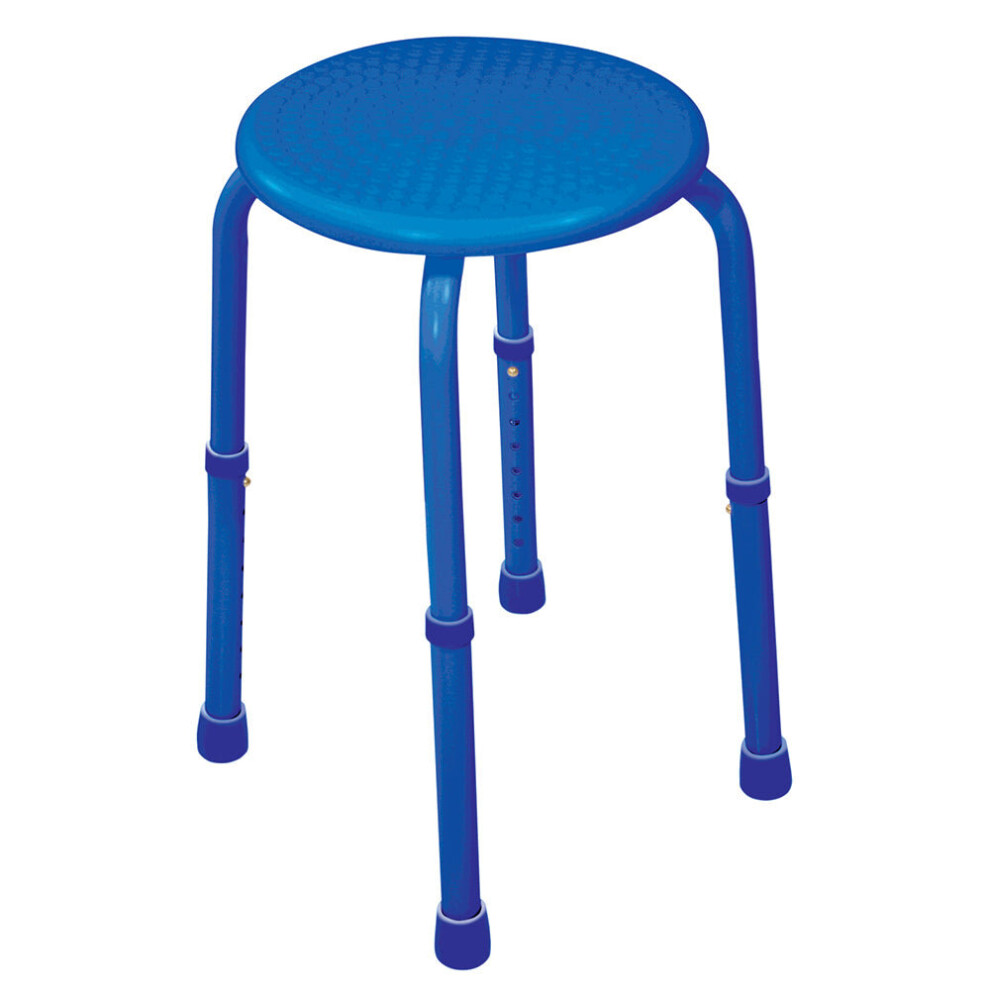 Blue Multi Purpose Stackable Stool Rust proof Aluminium Frame Height Adjustable