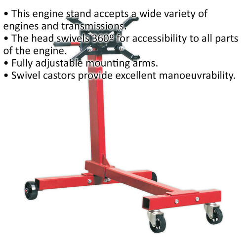 Loops 450kg Rotating Engine Stand - Fully Adjustable Mounting Arms - Swivel Castors 1