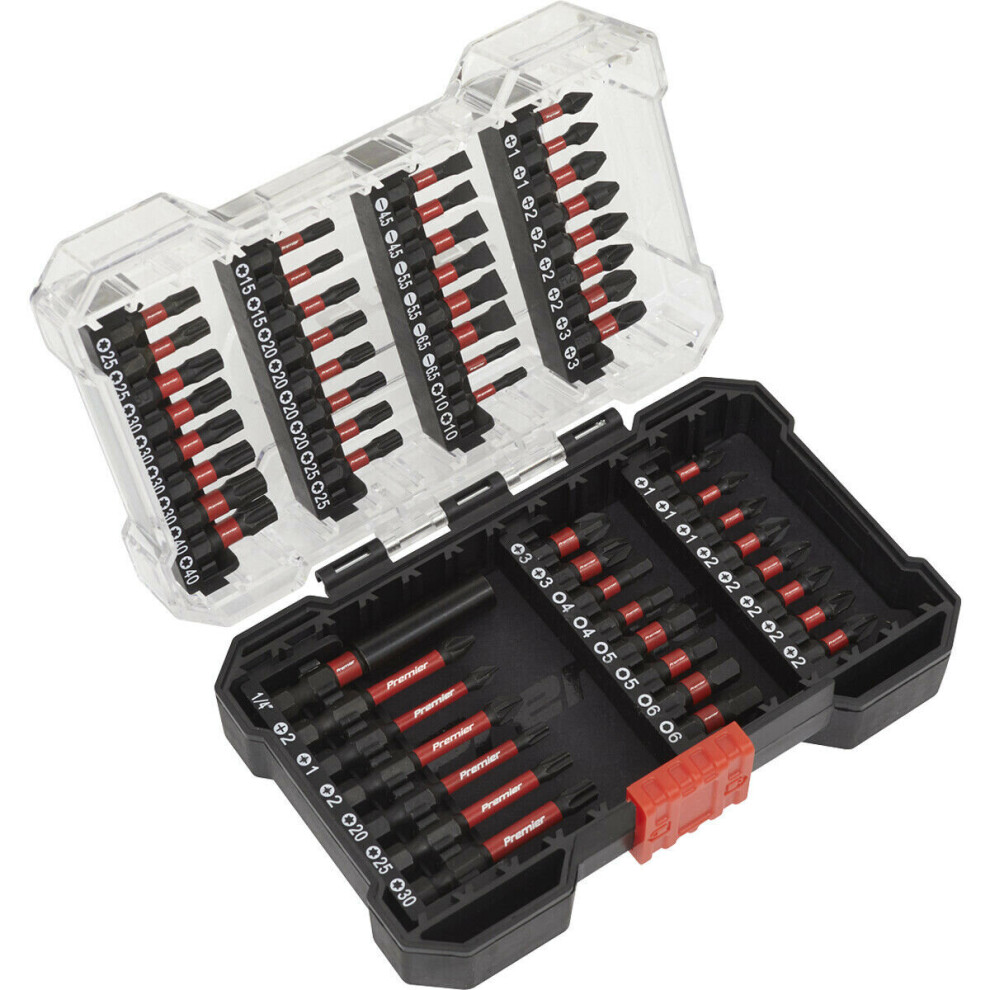 55 Piece Impact Grade Power Tool Bit Set - S2 Steel Bits - Plastic Storage Case