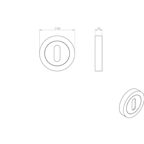 Loops 50mm Lock Profile Escutcheon 10mm Depth Concealed Fix Satin Nickel/Chrome 2