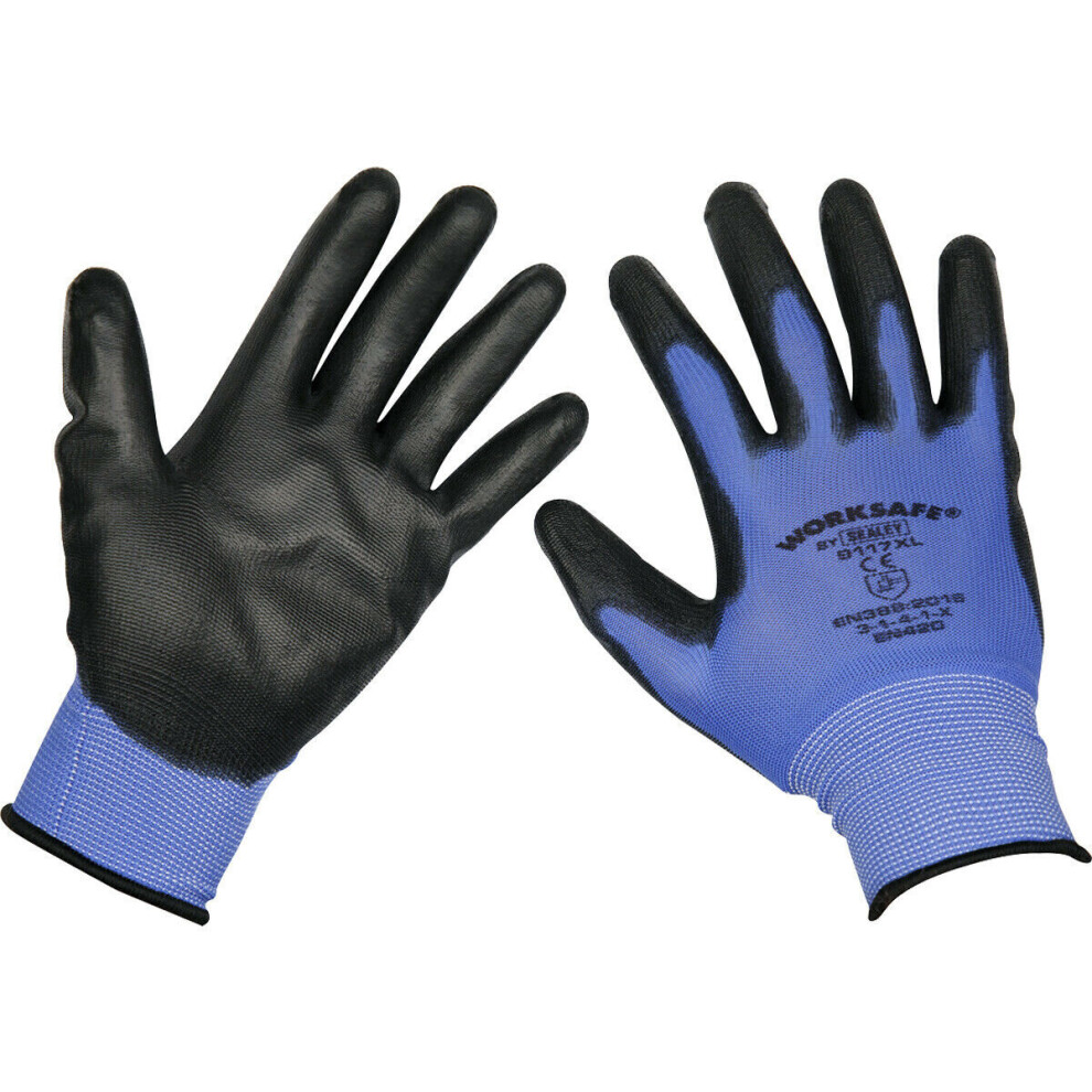 Loops Pair Lightweight Precision Grip Gloves - Xl - Elasticated Wrist - Work Glove
