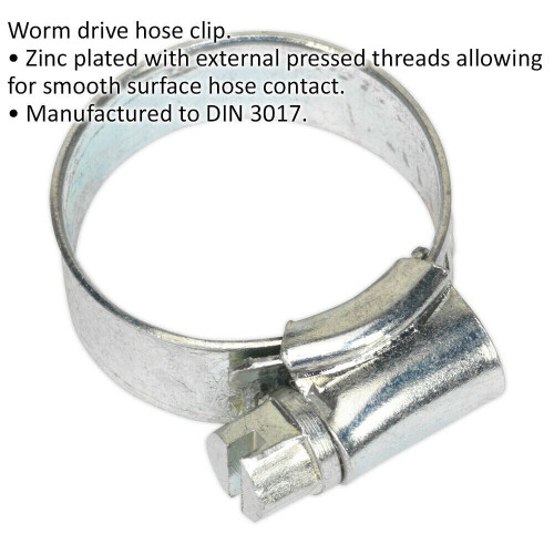 Loops 30 PACK Zinc Plated Hose Clip - 16 to 22mm Diameter - External Pressed Threads 1