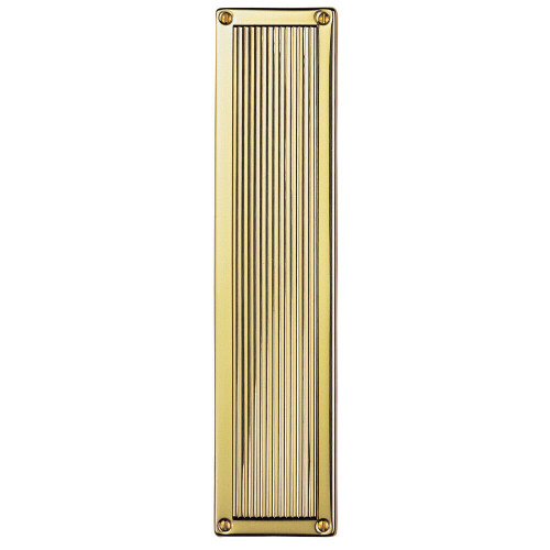 Loops 2x Rectangular Reeded Door Finger Plate 305 x 70mm Polished Brass Push Plate 1