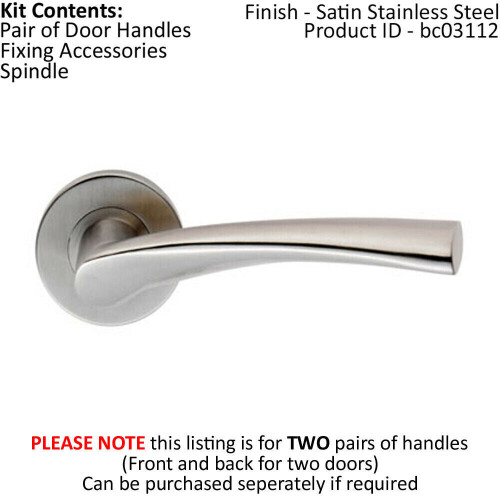 Loops 2x PAIR Twisted Angular Design Handle on Round Rose Concealed Fix Satin Steel 1