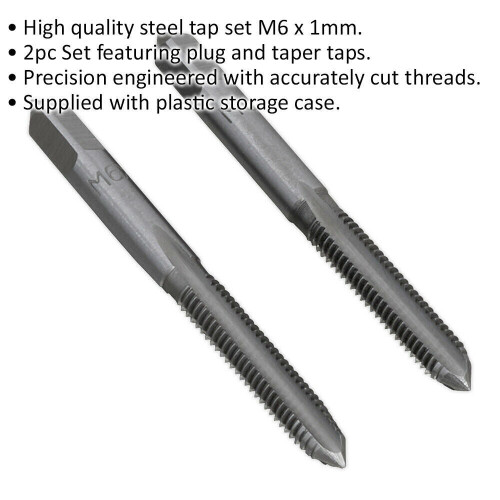 Loops 2 PACK - M6 x 1mm Taper & Plug Tap Set - Premium Steel - Socket Threading Bit 1