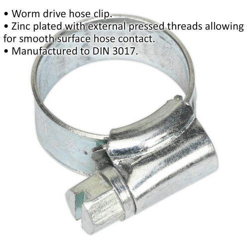 Loops 30 PACK Zinc Plated Hose Clip - 13 to 19mm Diameter - External Pressed Threads 1