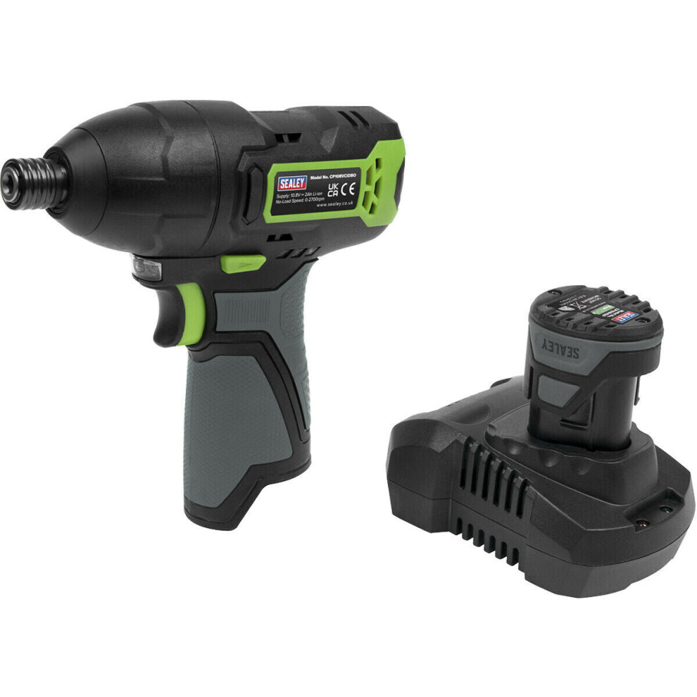 Loops 10.8V Cordless Impact Driver Kit - 1/4" Hex Drive - With 2Ah Battery & Charger