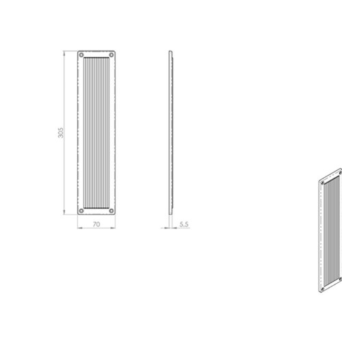 Loops 2x Rectangular Reeded Door Finger Plate 305 x 70mm Polished Brass Push Plate 2