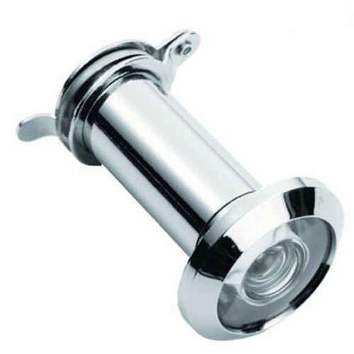 Loops External Door Peephole Plastic Lens 180 Degree Viewing Angle Polished Chrome 1