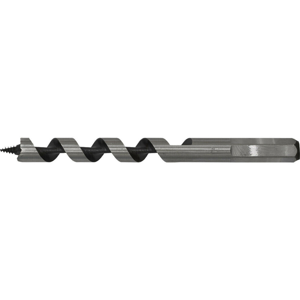 13 x 155mm Hardened Auger Wood Drill Bit - Hexagonal Shank - Woodwork Timber