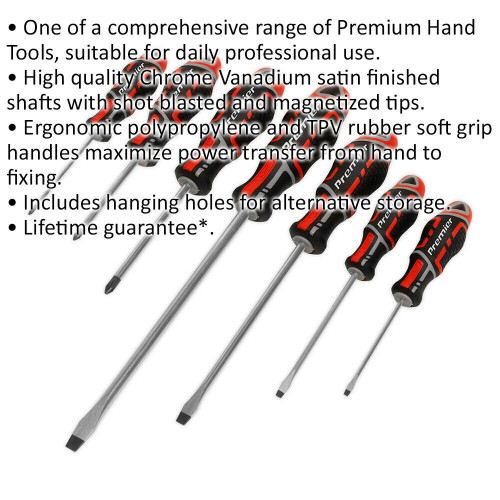 Loops 7 PACK Premium Soft Grip Screwdriver Set - Slotted & Phillips Various Sizes RED 1