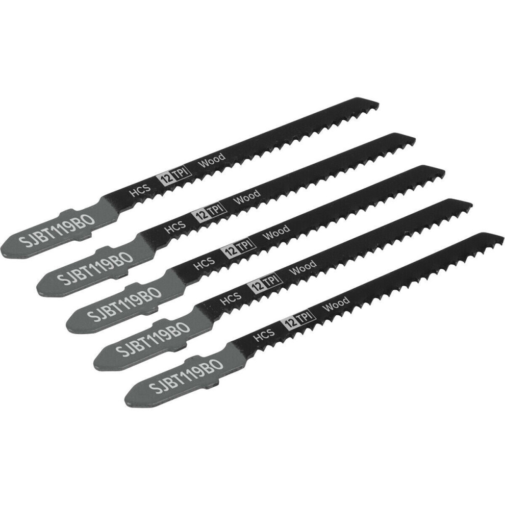 5 Pack - 75Mm Wood Jigsaw Blade Set - 12 Tpi - Flexible Side Set Precision Cut 5056581919182