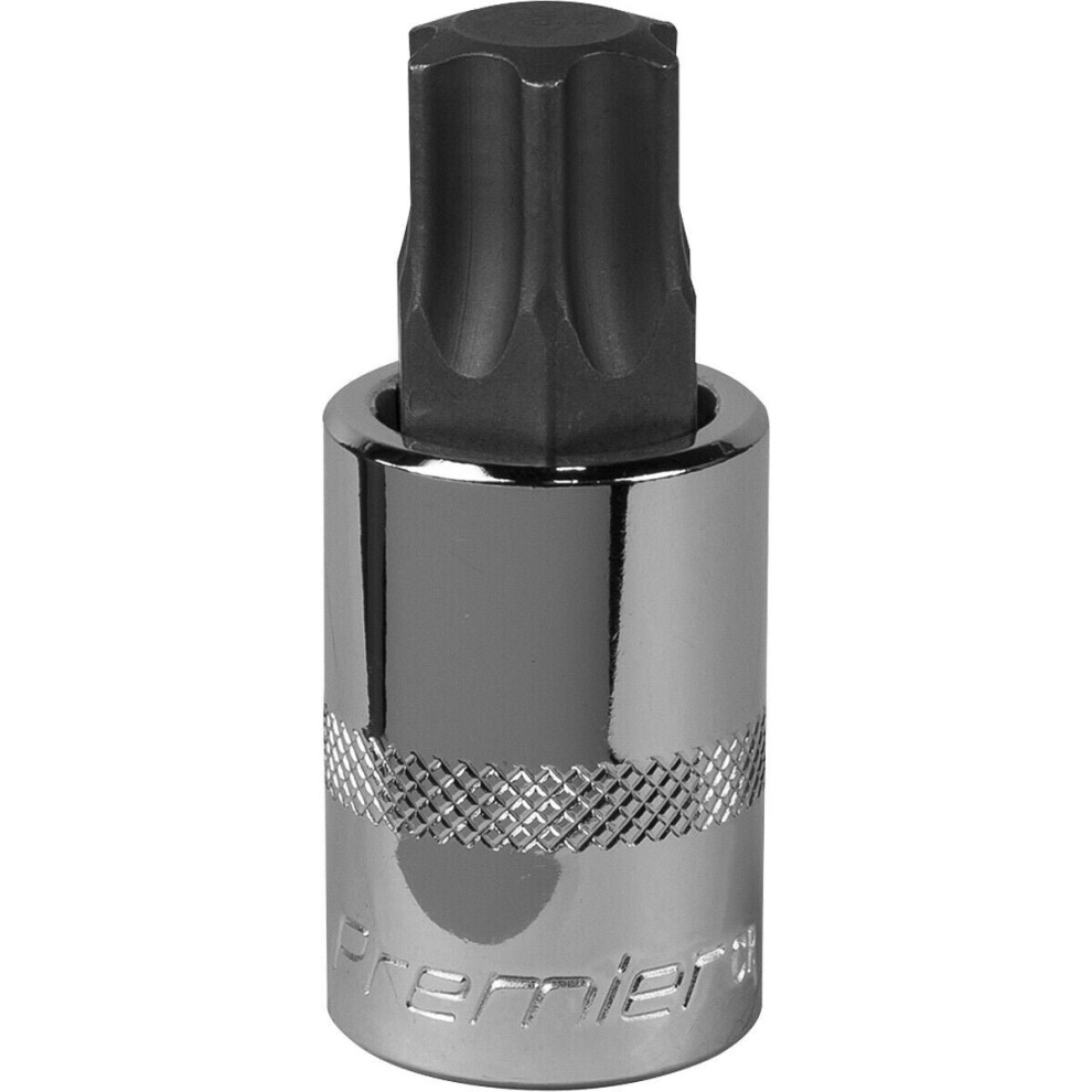 T80 TRX Star Socket Bit - 1/2" Square Drive - PREMIUM S2 Steel Head Knurled Grip