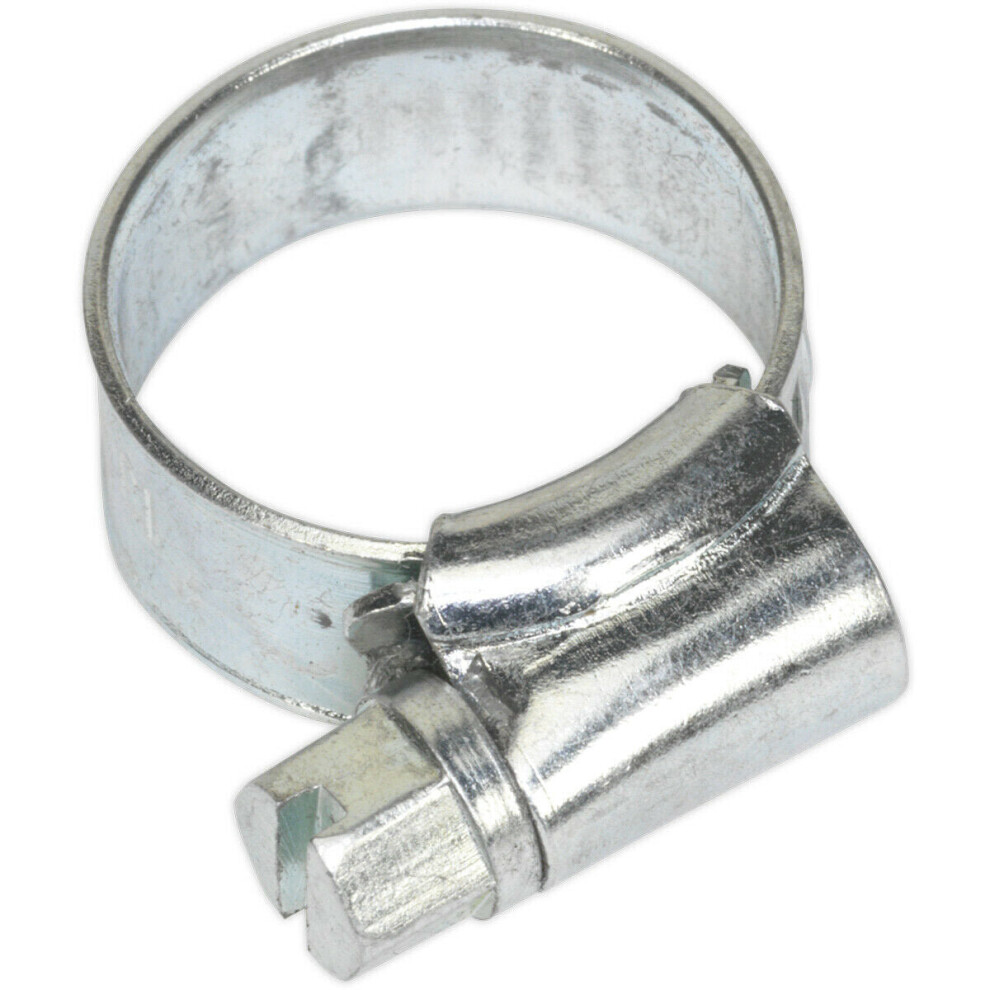 30 PACK Zinc Plated Hose Clip - 13 to 19mm Diameter - External Pressed Threads