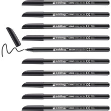 Felt tip per colorare - Edding - E-1200 - Set di 10 - Punta conica 0,5 a 1 mm - Colore Nero, Multicolore