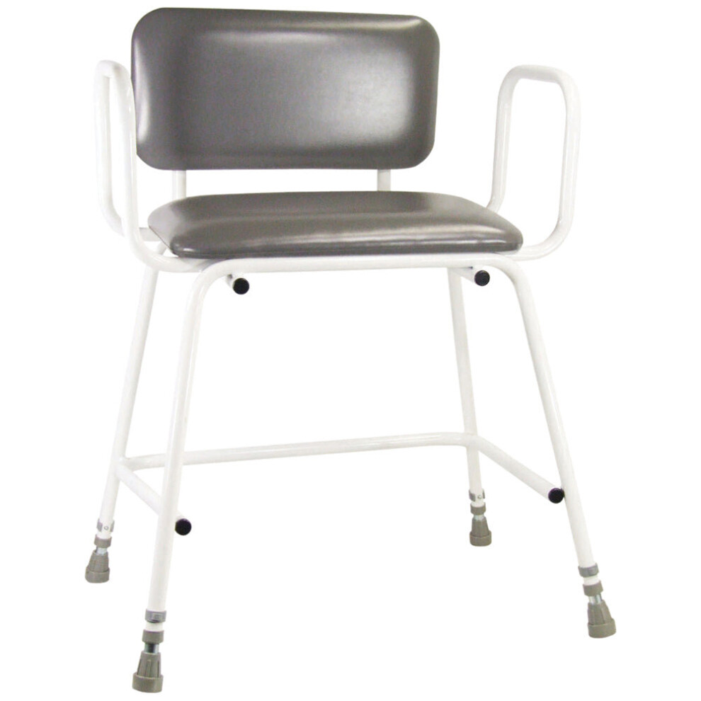 Loops Bariatric Perching Stool - Arms And Padded Backrest - Adjustable Height