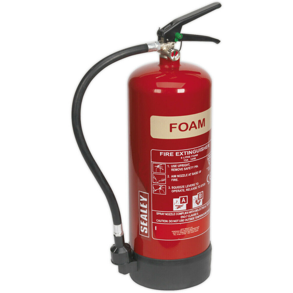 6L Foam Fire Extinguisher - Aqueous Film-Forming Foam - Refillable - Class A & B