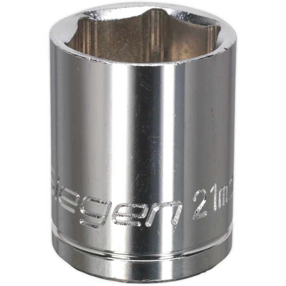 21Mm Chrome Plated Drive Socket - 1/2" Square Drive - High Grade Carbon Steel 5056581904393