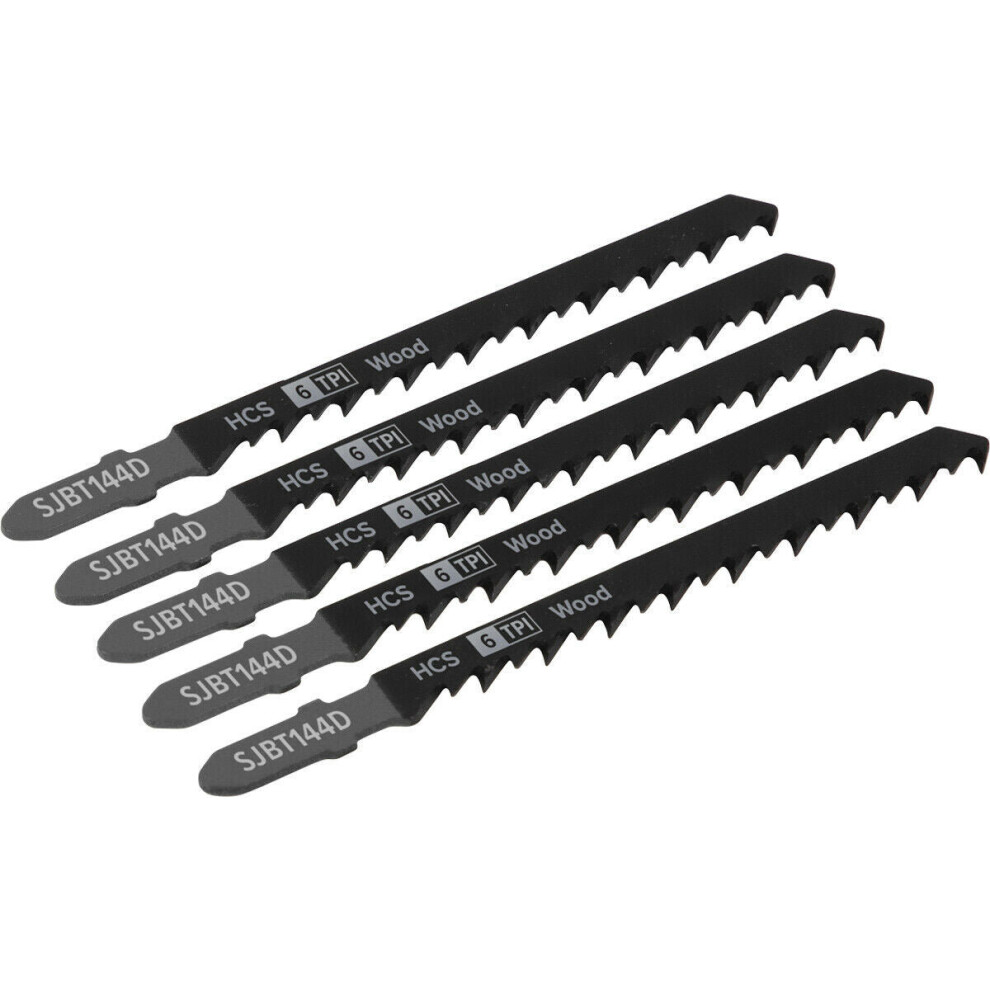 5 Pack - 100Mm Wood Jigsaw Blade Set - 6 Tpi High Carbon Side Set Precision Cut 5056581919205