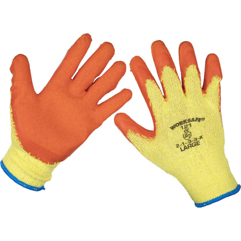 Loops 12 Pairs Knitted Work Gloves With Latex Palm - Large - Improved Grip Breathable