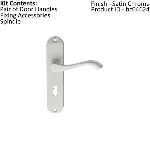 Loops PAIR Curved Handle on Chamfered Lock Backplate 180 x 40mm Satin Chrome 1