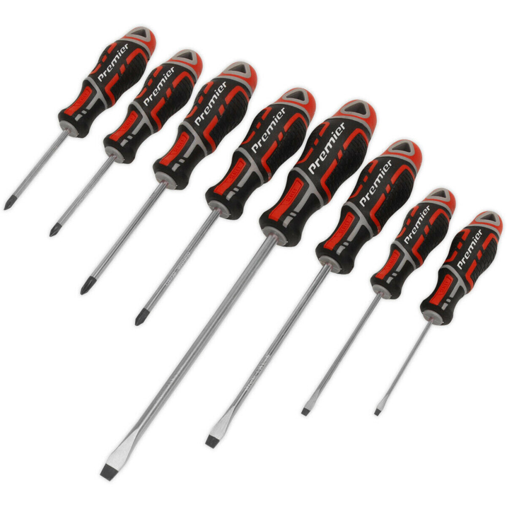 8 PACK Premium Soft Grip Screwdriver Set - Slotted & Phillips Various Sizes RED-image-OPC-P8WJT9J-NEW