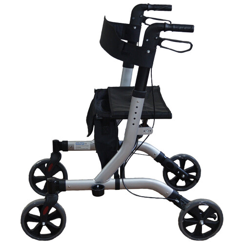 Loops Grey Deluxe Ultra Lightweight Aluminium 4 Wheeled Rollator Foldable Walking Aid 2