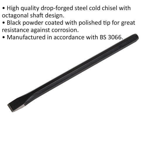 Loops Drop Forged Steel Cold Chisel - 19mm x 300mm - Octagonal Shaft - Metal Chisel 1