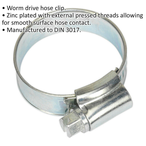 Loops 30 PACK Zinc Plated Hose Clip - 22 to 32mm Diameter - External Pressed Threads 1