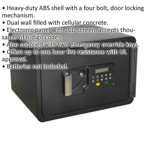Loops Electronic Fireproof Combination Safe - 450 x 380 x 305mm Dual Wall 4 Bolt Lock 1