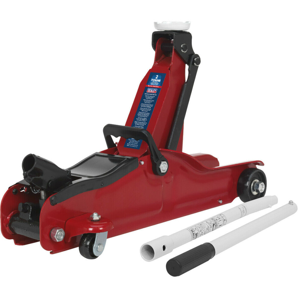 Loops Short Chassis Trolley Jack - 2 Tonne Limit - 330Mm Max Height - Low Entry