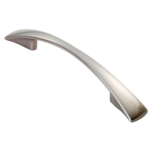 Loops 4x Tapered Pull Handle 138 x 16mm 96mm Fixing Centres Satin Nickel Curved Bow 1