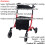 Loops Red Deluxe Ultra Lightweight Aluminium 4 Wheeled Rollator Foldable Walking Aid 2